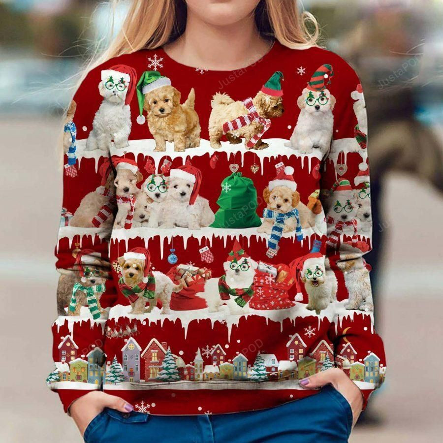 Maltipoo Dog Ugly Christmas Sweater, Perfect Holiday Gift