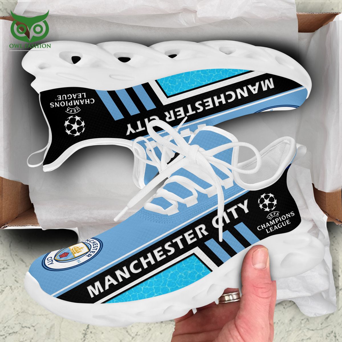 Manchester City FC Max Soul Shoes Sneakers for Men And Women – Soccer Fan Shoes, Team Sneakers