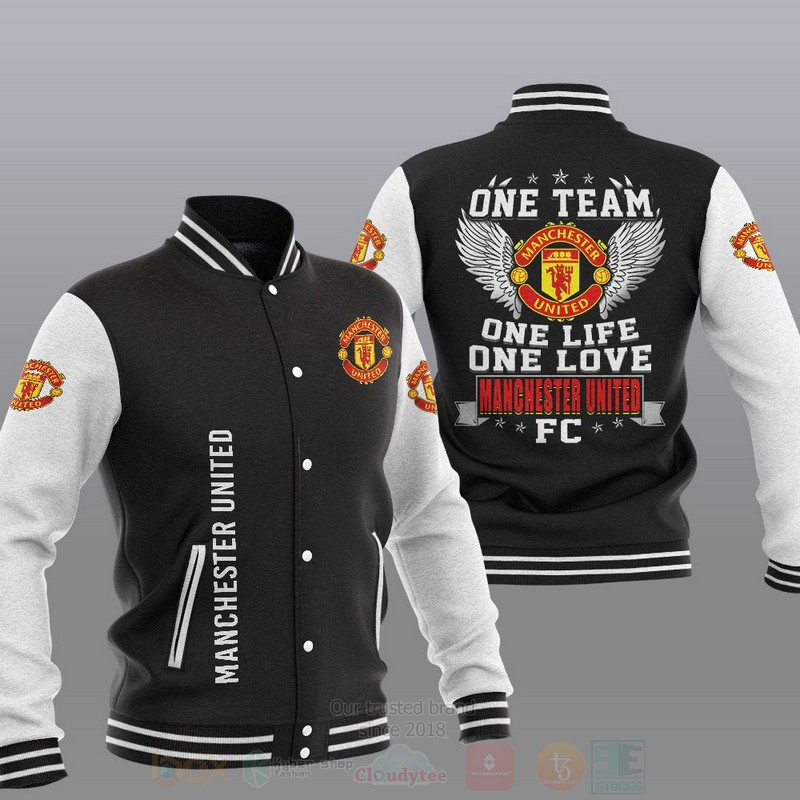 Manchester United One Team Varsity Baseball Jacket for Men & Women | Soccer Team Fan Gift