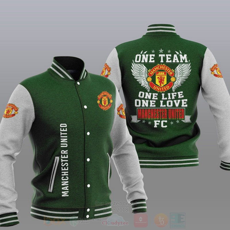 Manchester United One Team Varsity Baseball Jacket for Men & Women | Soccer Team Fan Gift
