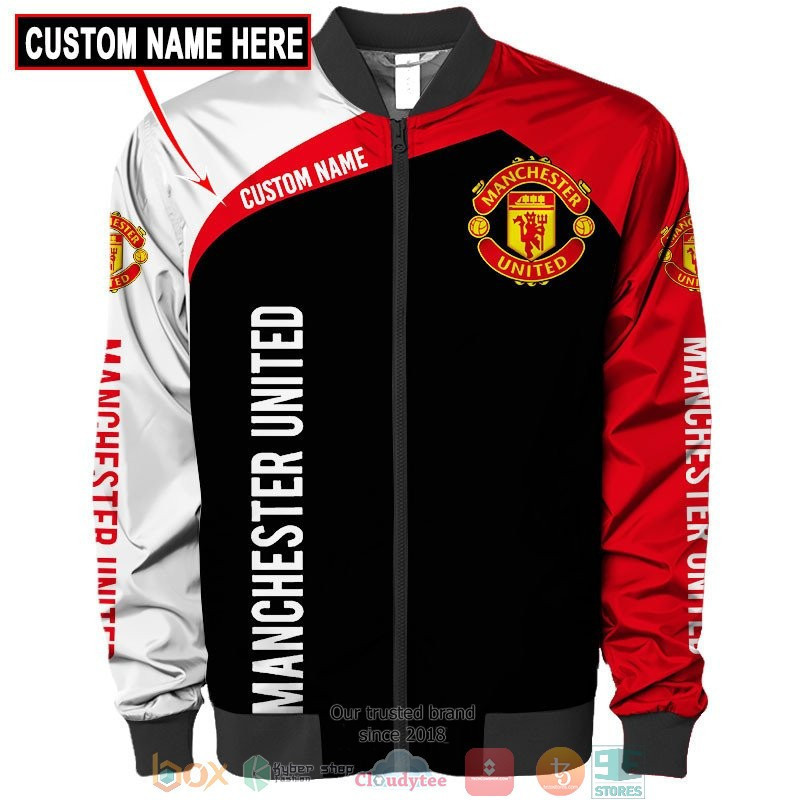Manchester United Personalized Black Red Bomber Jacket | Streetwear Jacket for Men & Women | Fan Gift