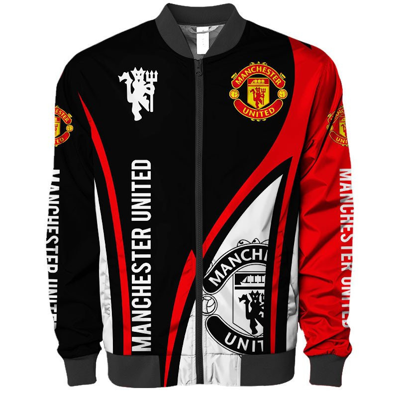 Manchester United Red Black Bomber Jacket | Streetwear Jacket for Men & Women | Fan Gift