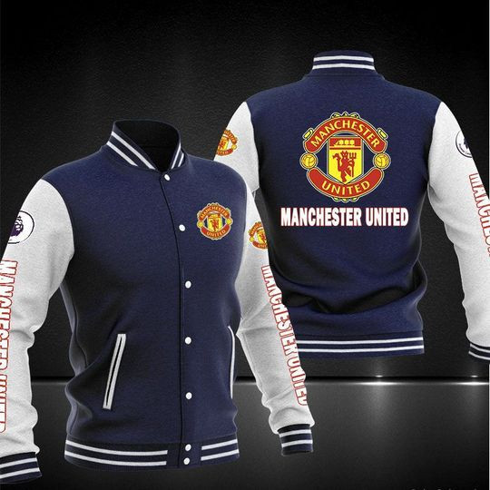 Manchester United Varsity Baseball Jacket for Men & Women | Soccer Team Fan Gift