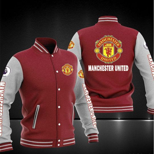 Manchester United Varsity Baseball Jacket for Men & Women | Soccer Team Fan Gift