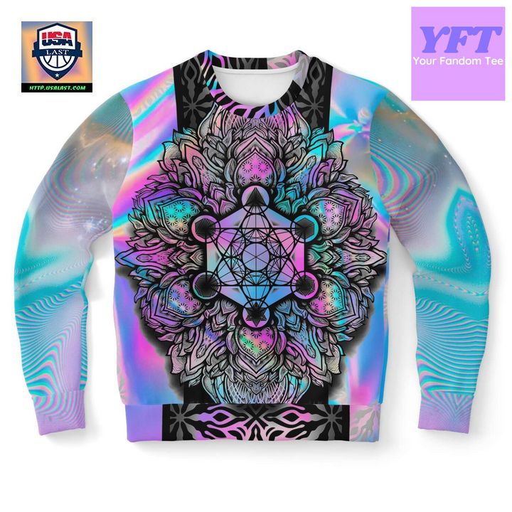 Mandala Holographic Psychedelic 3d Ugly Christmas Sweater