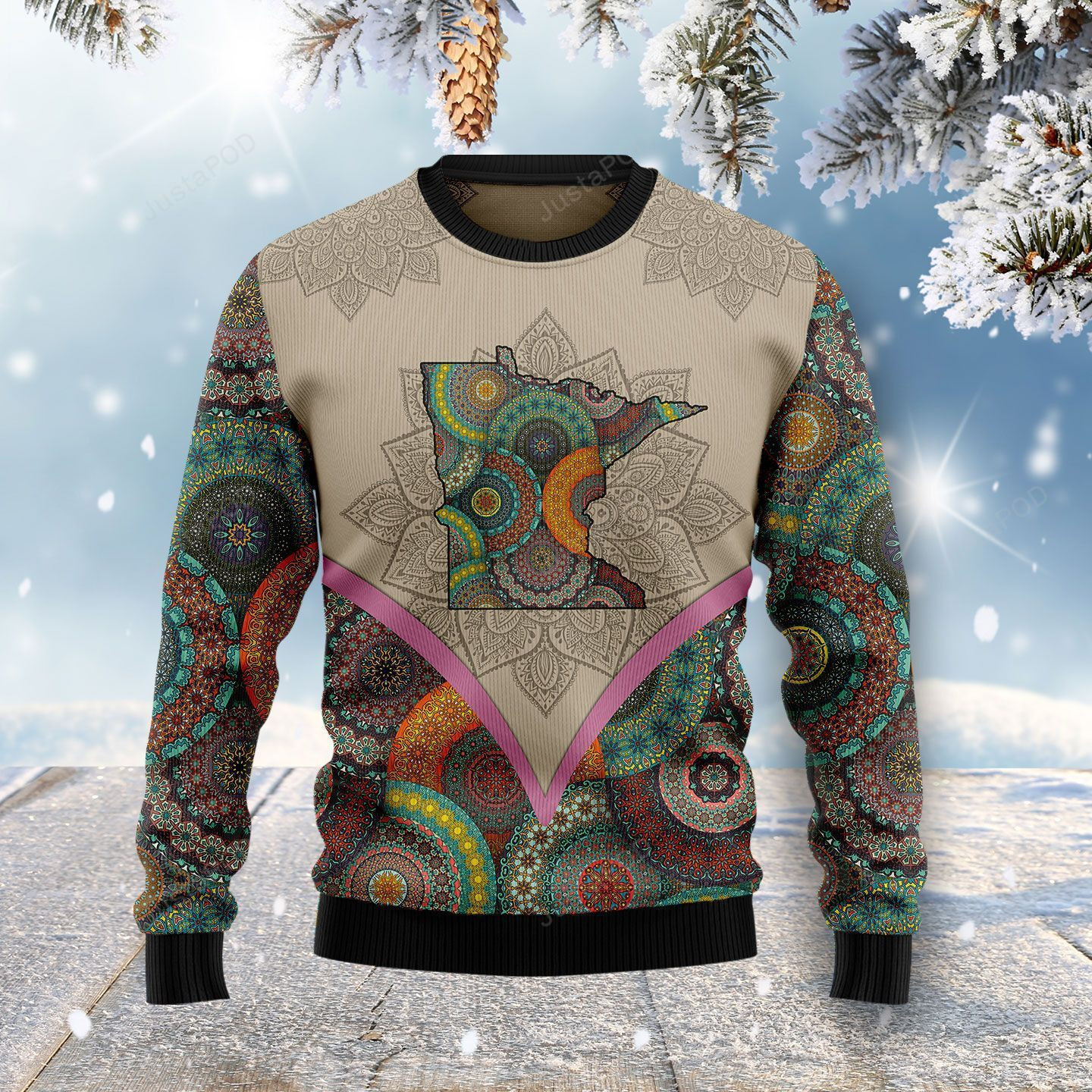 Mandala Minnesota Home Christmas Ugly Christmas Sweater, Perfect Holiday Gift