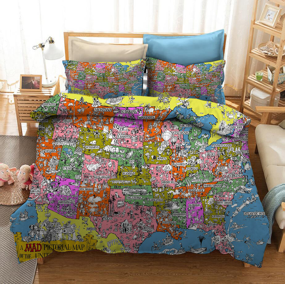 Map Of The World Duvet Cover Quilt Cover Pillowcase Bedding Set Bed Linen Home Bedroom Decor