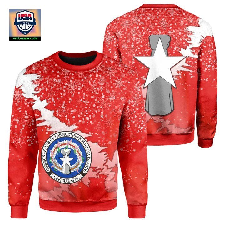 Mariana Islands Coat Of Arms Christmas Sweater Red X Style