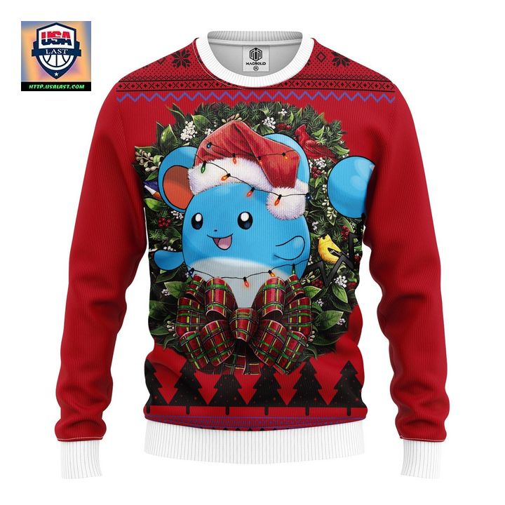 Marill Pokemon Noel Mc Ugly Christmas Sweater Thanksgiving Gift