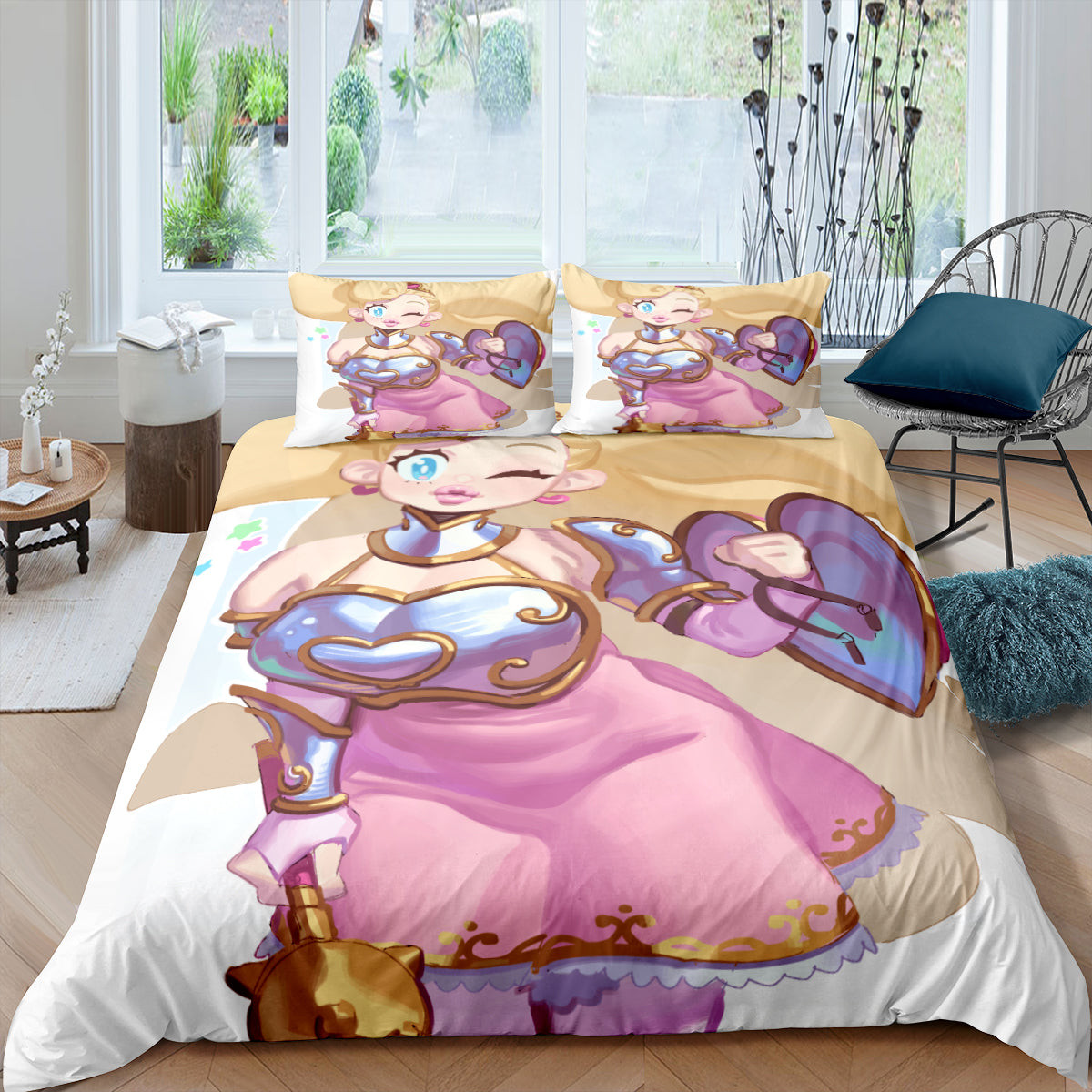 Mario Princess Peach Duvet Cover Quilt Cover Pillowcase Bedding Set Bed Linen Home Bedroom Decor