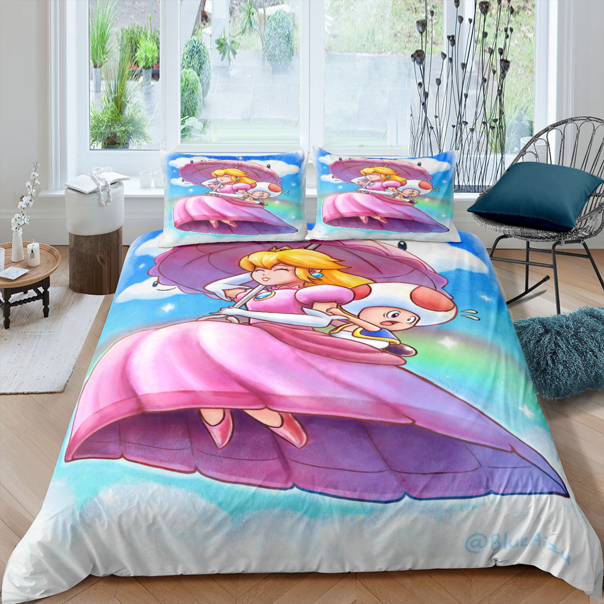 Mario Princess Peach Duvet Cover Quilt Cover Pillowcase Bedding Set Bed Linen Home Bedroom Decor