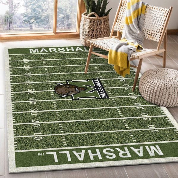 Marshall Team Home Field 3D Rectangle Area Rug – Full Print Carpet For Living Room & Bedroom Home Decor