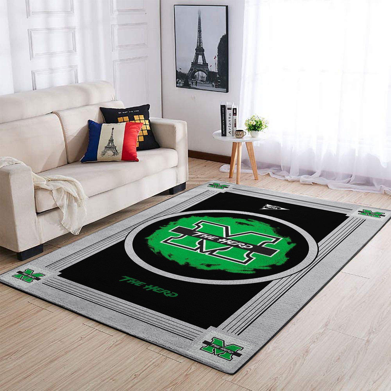Marshall Thundering Herd Team Logo Nice Gift Rectangle Area Rug – Full Print Carpet For Living Room & Bedroom Home Decor