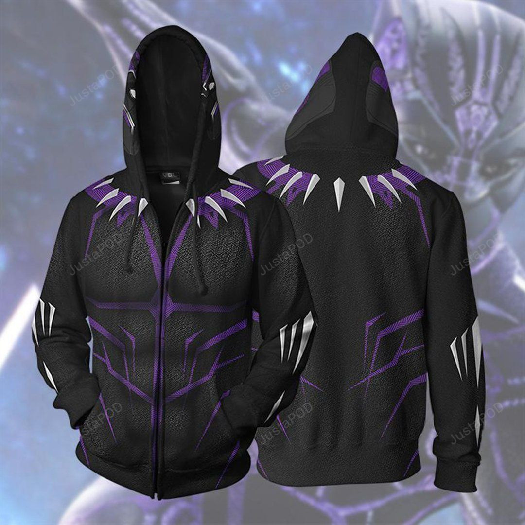 MARVEL COMICS Black Panther Purple Cosplay 3D All Over Print Hoodie & Zip Hoodie