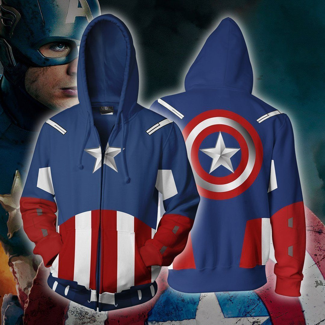 MARVEL COMICS Captain America Avengers Cosplay 3D All Over Print Hoodie & Zip Hoodie