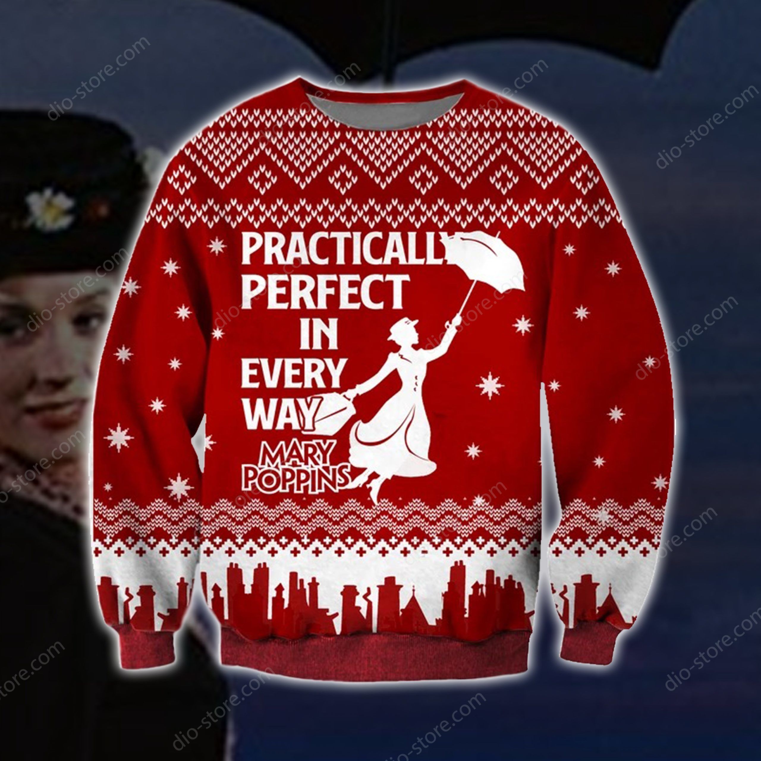 Mary Poppins Knitting Pattern 3D Print Ugly Christmas Sweater