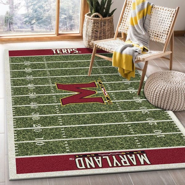 Maryland Terps Team Home Field 3D Rectangle Area Rug – Full Print Carpet For Living Room & Bedroom Home Decor