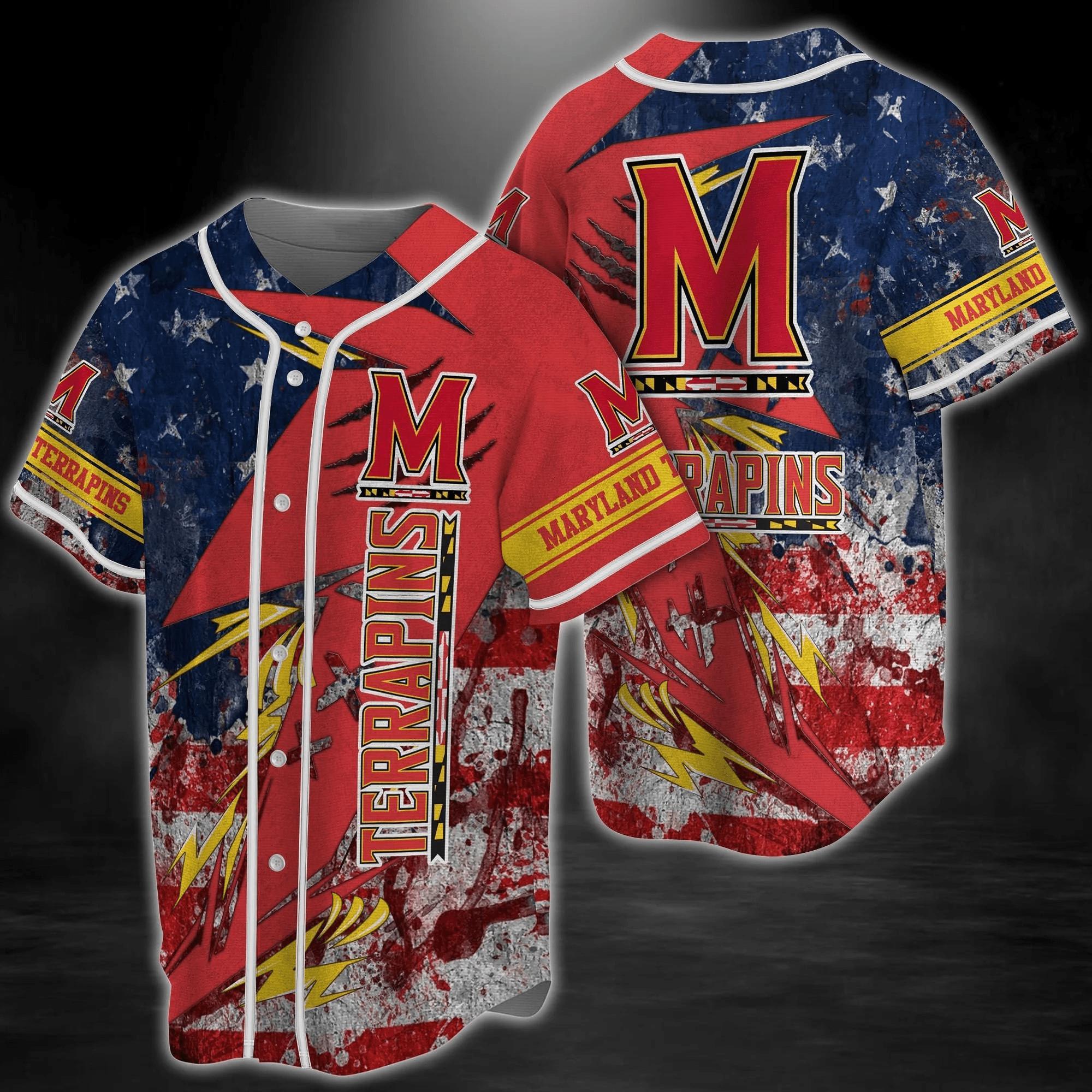 Maryland Terrapins Ncaa Baseball Jersey Shirt â€“ Us Flag