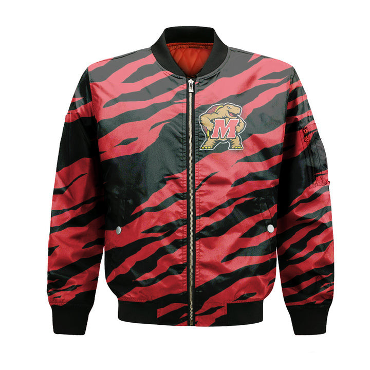 Maryland Terrapins Red Black Bomber Jacket | NCAA College Team Jacket for Men & Women | Sports Fan Gift