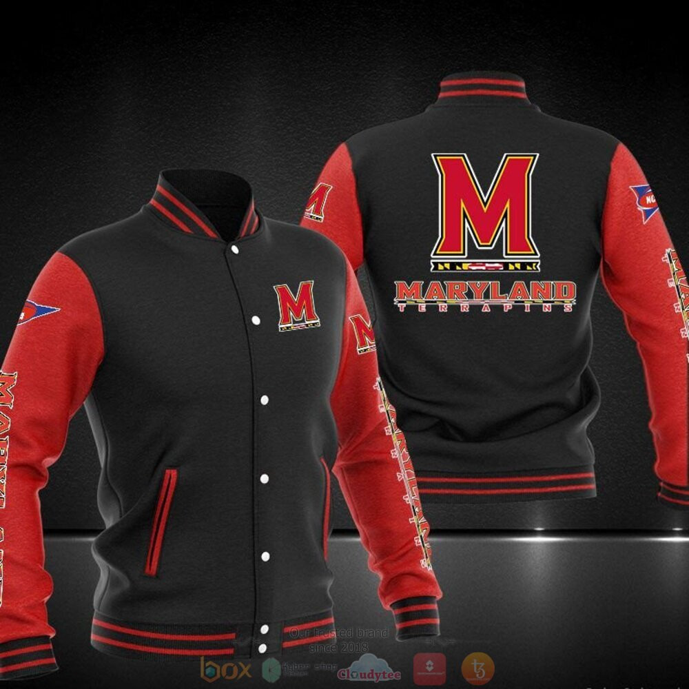Maryland Terrapins Red Black Varsity Baseball Jacket for Men & Women | NCAA Team Fan Gift