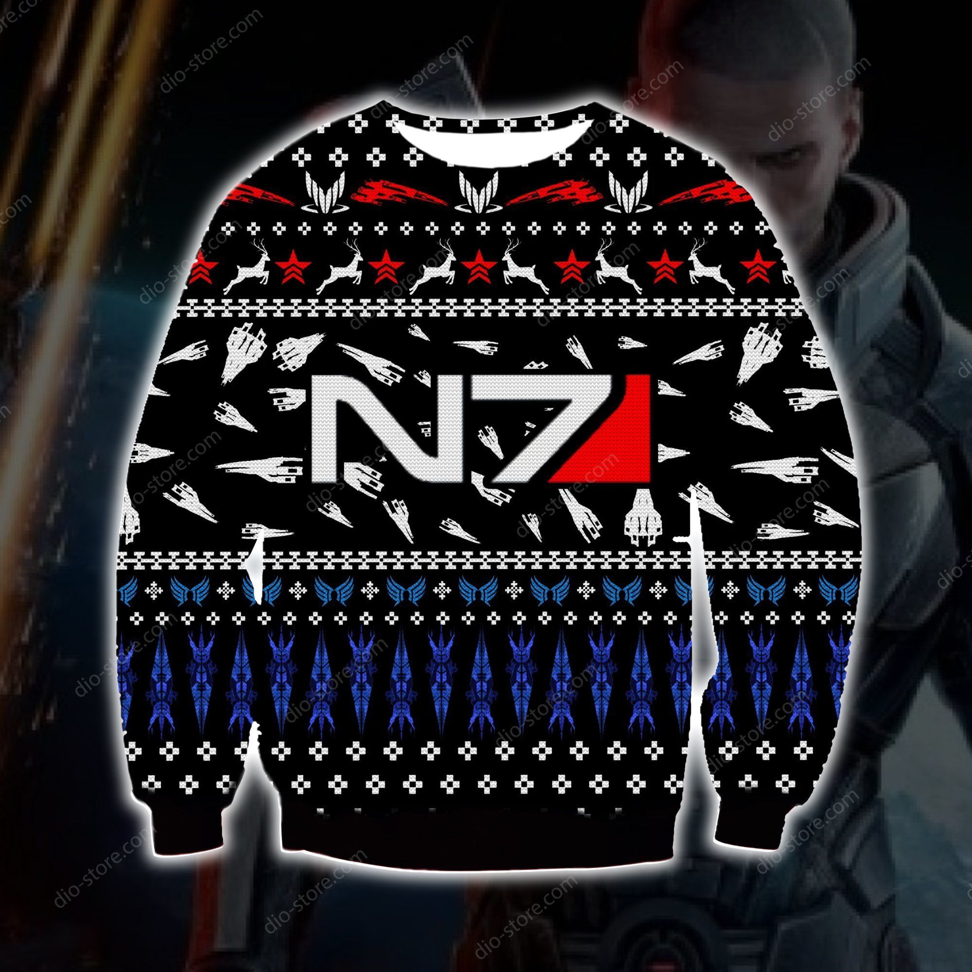Mass Effect N7 Knitting Pattern 3D Print Ugly Christmas Sweater