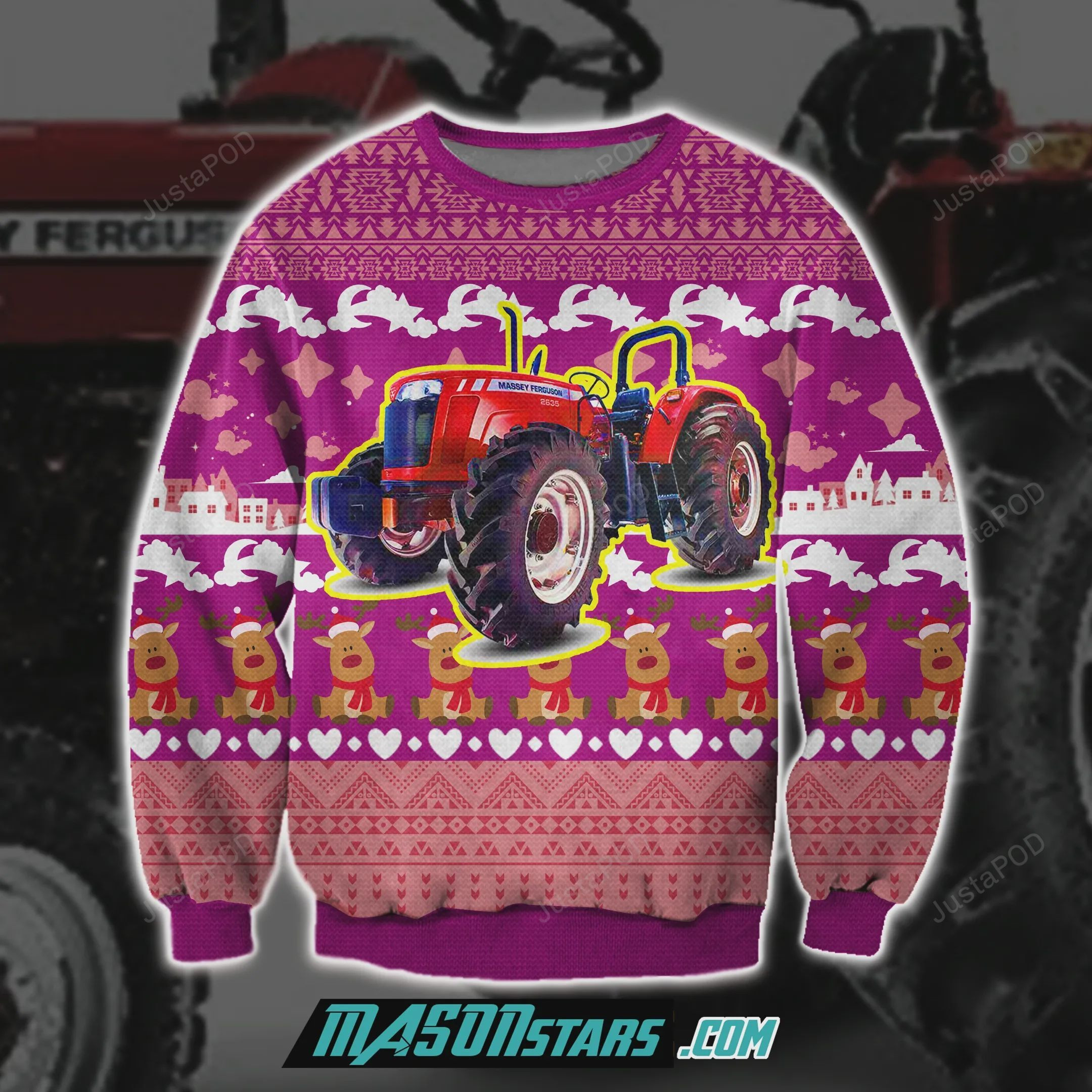 Massey Ferguson Tractor 3D Print Ugly Christmas Sweater, Perfect Holiday Gift