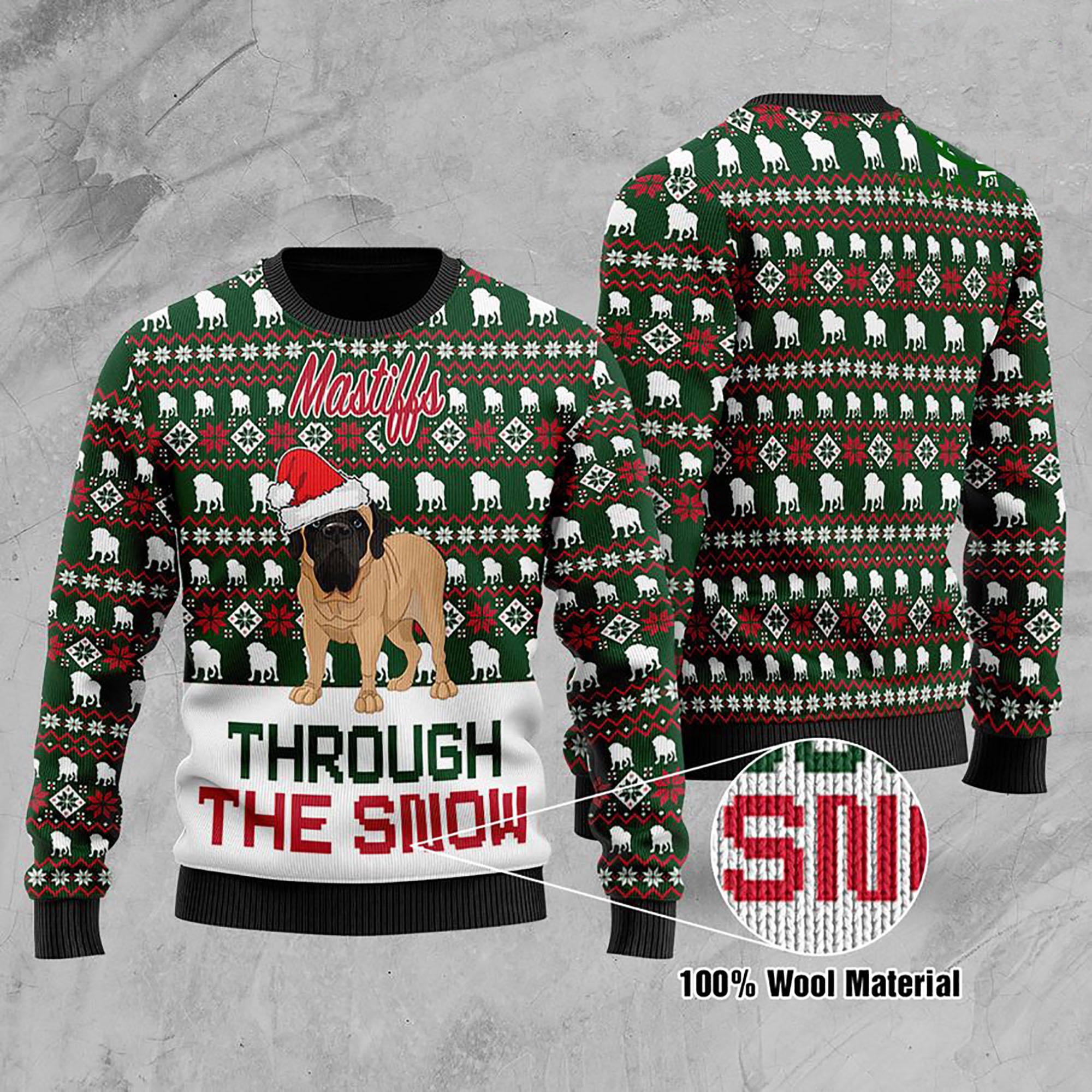Mastiffs Through The Snow Christmas Ugly Christmas Sweater