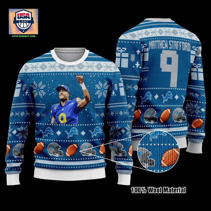 Matthew Stafford 9 Detroit Lions Nfl Christmas Sweater