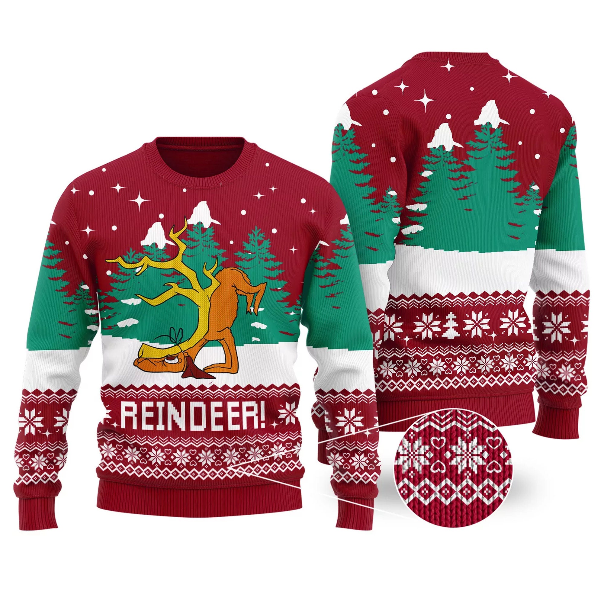 Max Reindeer Grinch Ugly Christmas Sweater