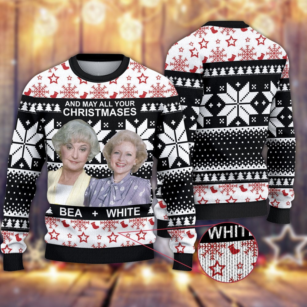 May All Your Christmases Bea White Ugly Christmas Sweater