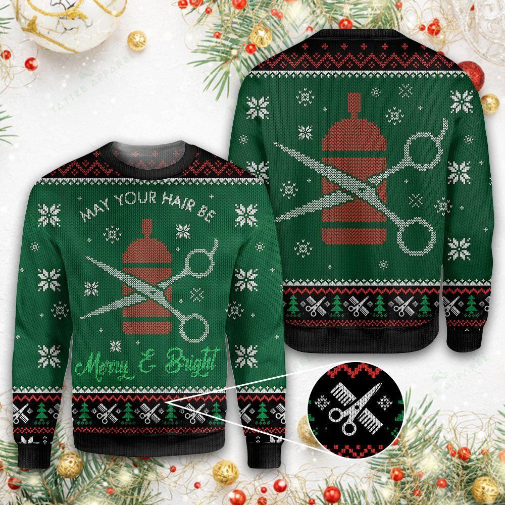 May Your Hair Be Merry and Bright Ugly Christmas Sweater, Perfect Holiday Gift