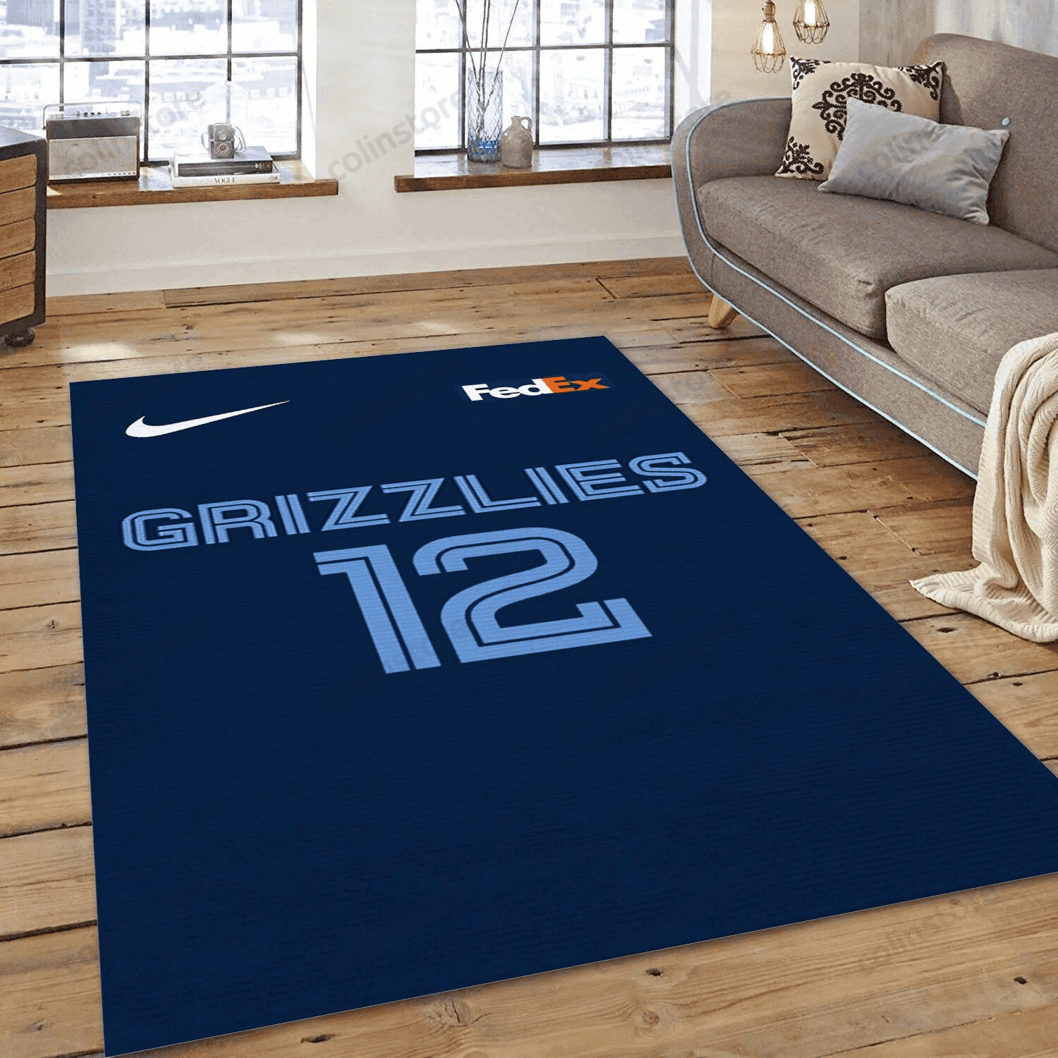 Memphis Grizzlies 12 3D Rectangle Area Rug – Full Print Carpet For Living Room & Bedroom Home Decor