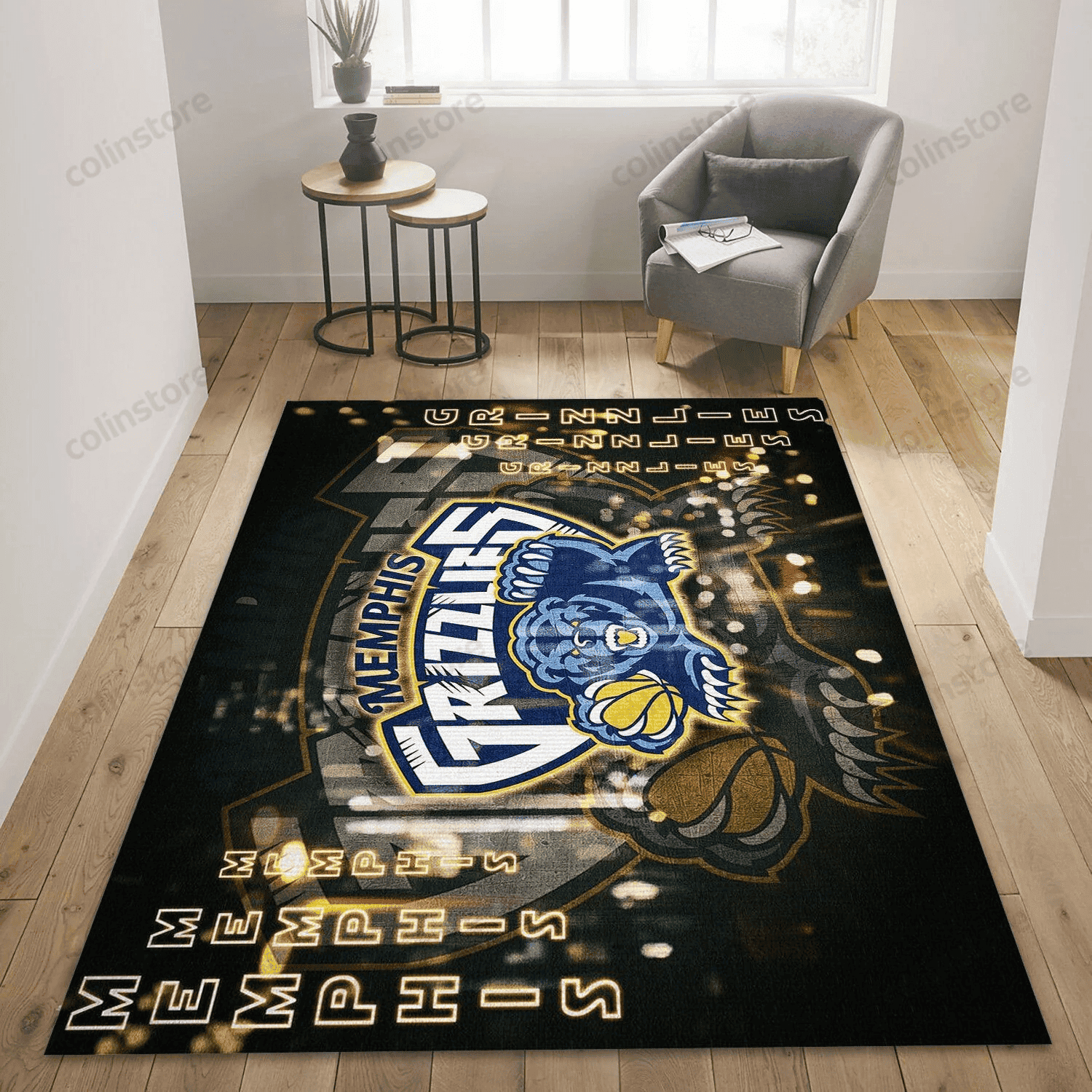 Memphis Grizzlies Team Logo 3D Rectangle Area Rug – Full Print Carpet For Living Room & Bedroom Home Decor