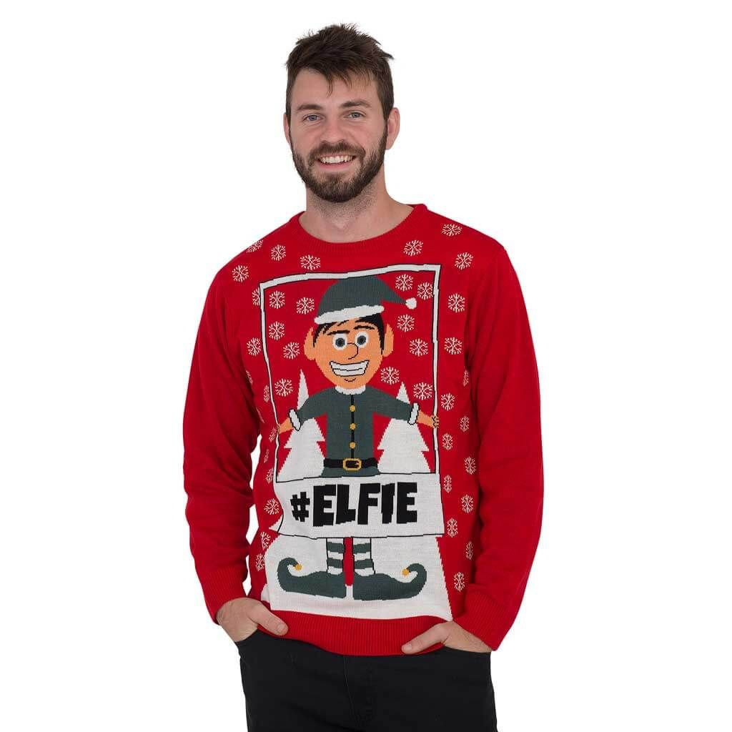Mens #Elfie Hashtag For Unisex Ugly Christmas Sweater,