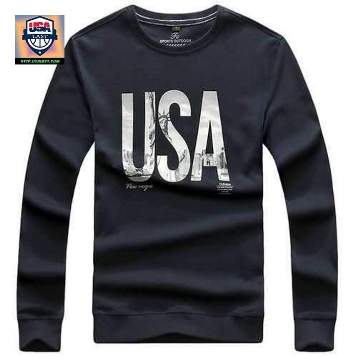 Mens Fashion Usa Pattern Thicken Crew Neck Long Sleeve Cotton Casual Sweater Sh4198