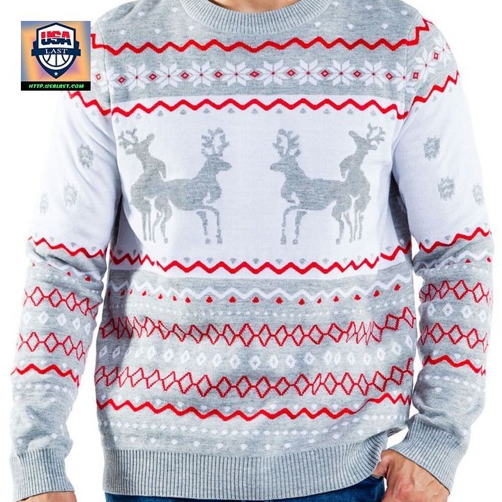 Mens Grey Humping Reindeer Unisex 3D Ugly Christmas Sweater