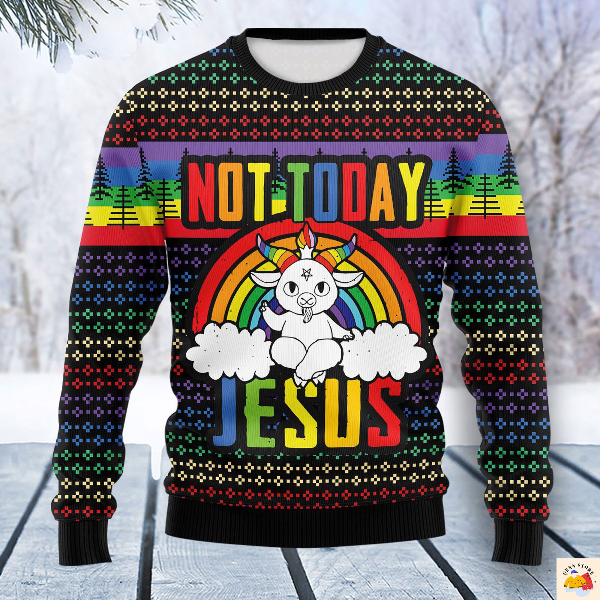 Men's Not Today Jesus Ugly Christmas Sweater