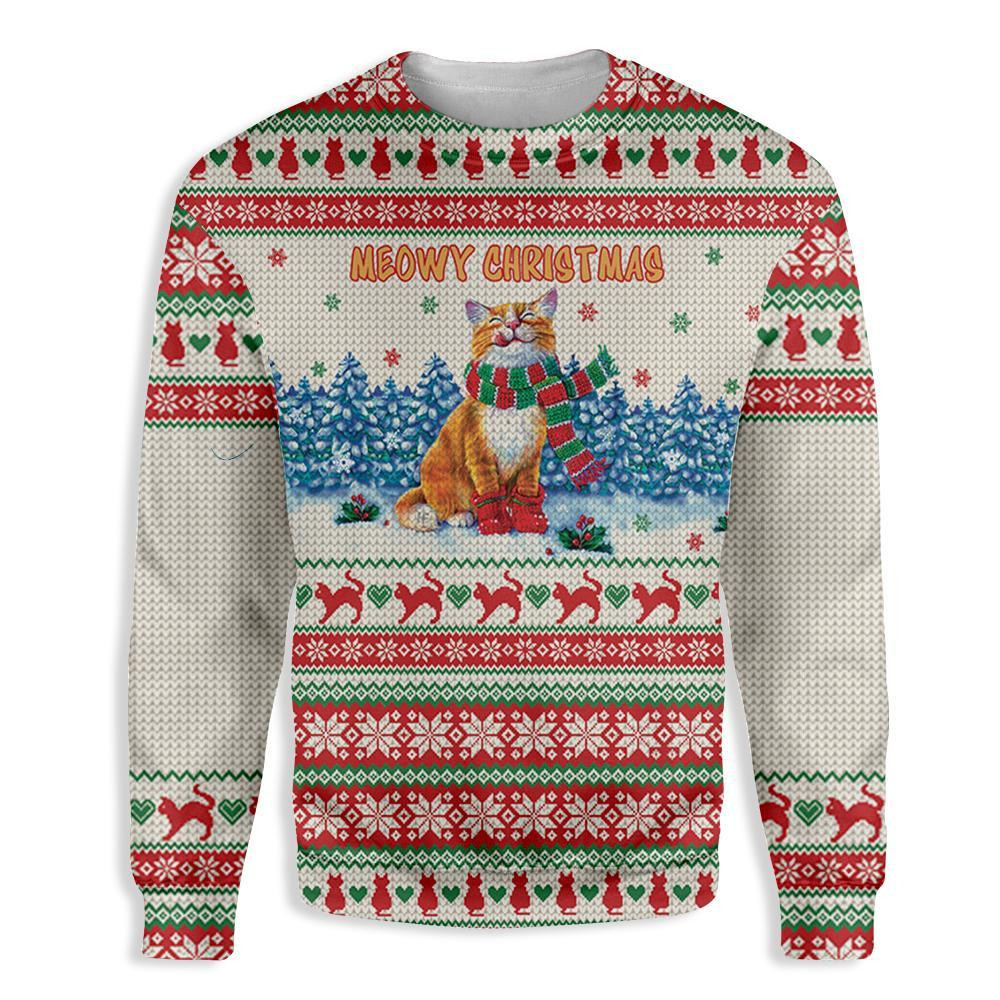 Meowy Cat Ugly Christmas Sweater, Perfect Holiday Gift