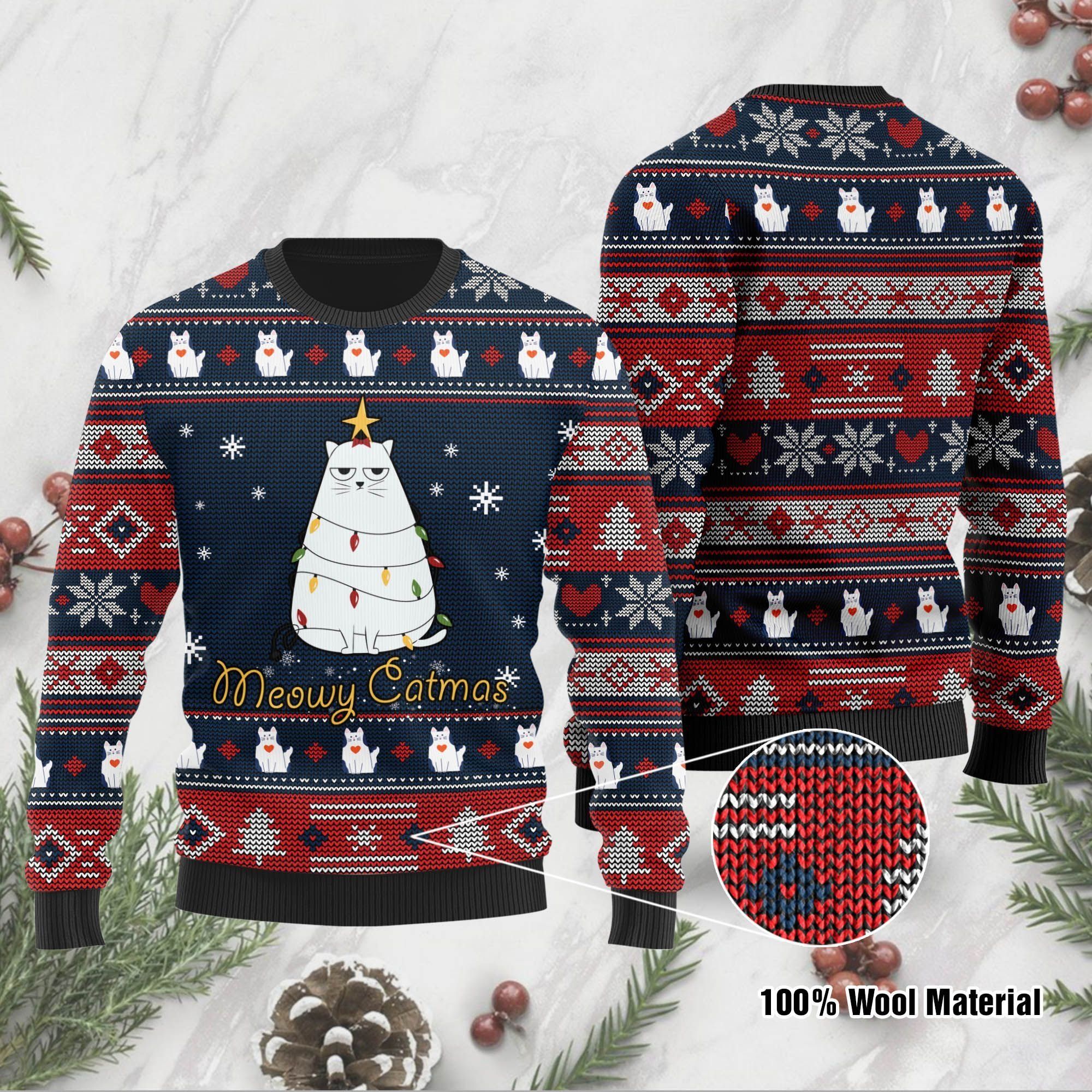 Meowy Catmas Christmas Grumpy Cat Ugly Christmas Sweater For Cat Lovers On Christmas Days