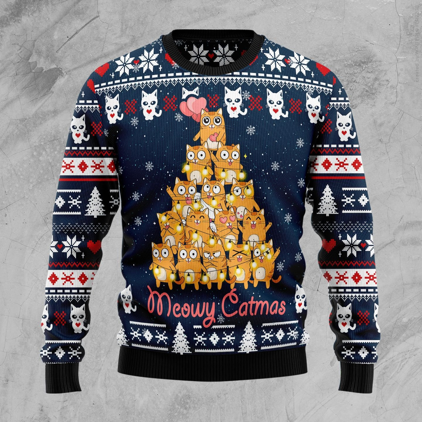 Meowy Catmas Ugly Christmas Sweater, Perfect Holiday Gift