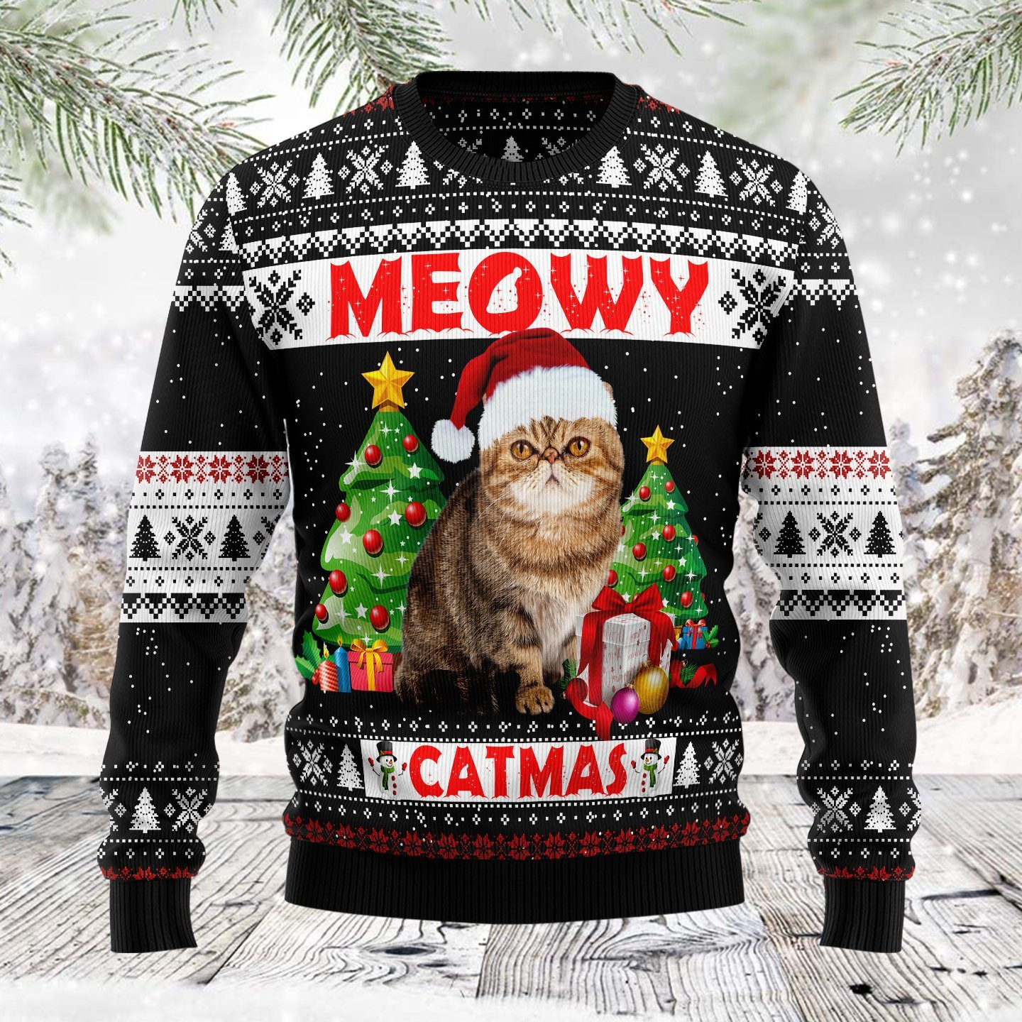 Meowy Christmas Ugly Christmas Sweater, Perfect Holiday Gift