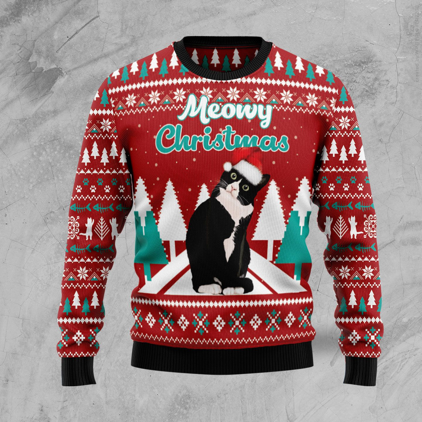 Meowy Christmas Ugly Christmas Sweater, Perfect Holiday Gift