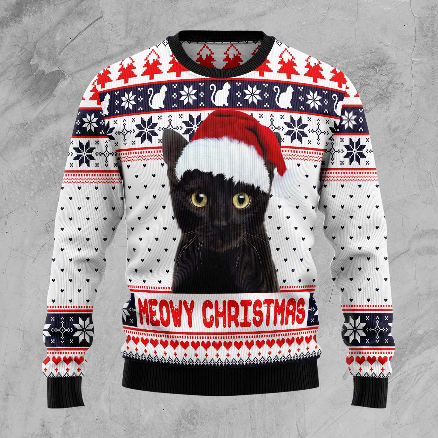Meowy Christmas Ugly Christmas Sweater, Perfect Holiday Gift