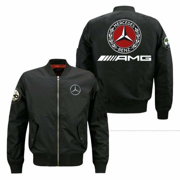 Mercedes Benz AMG Black Bomber Jacket | Automotive Jacket for Men & Women | Car Fan Gift