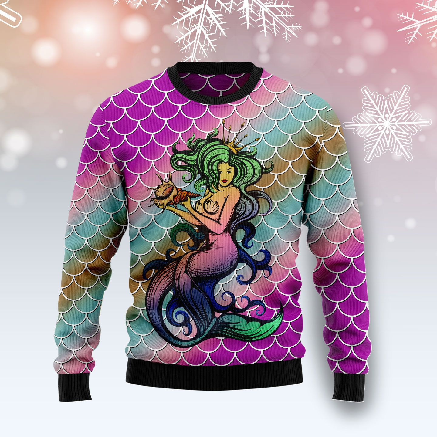 Mermaid Light Ugly Christmas Sweater, Perfect Holiday Gift