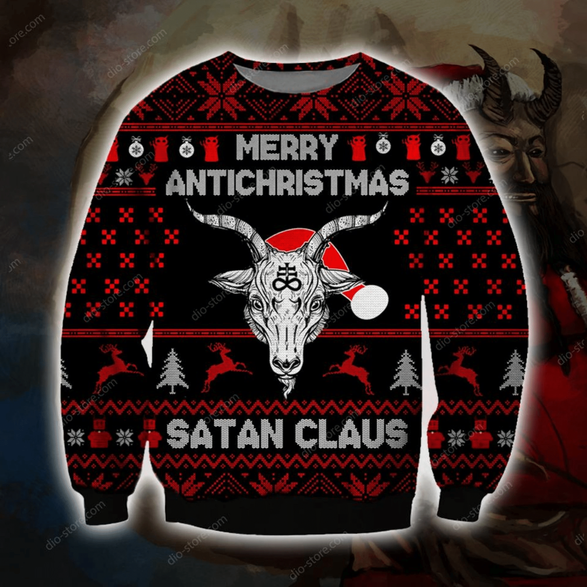Merry Antichristmas Knitting Pattern 3D Print Ugly Christmas Sweater