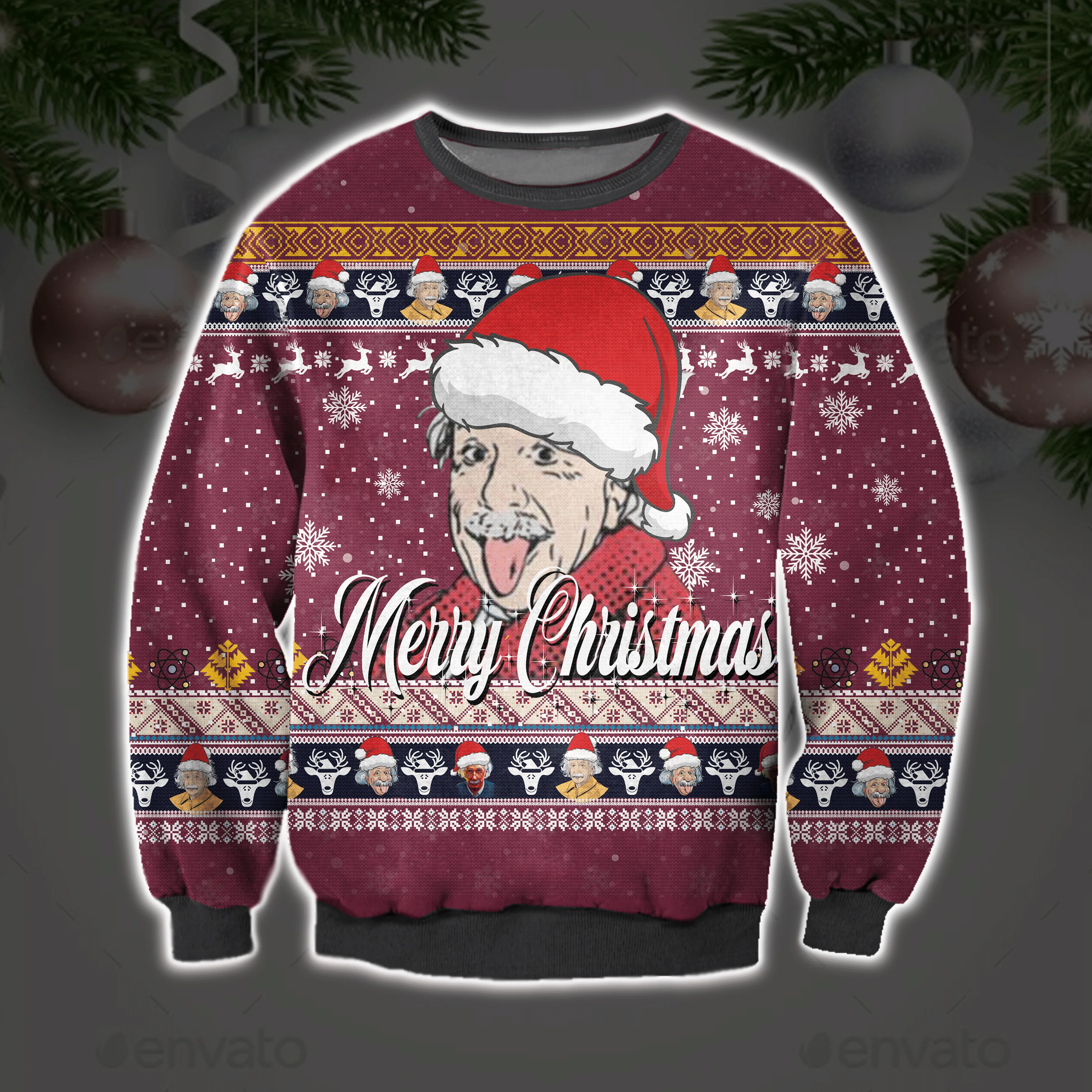Merry Christmas Albert Einstein Ugly Christmas Sweater