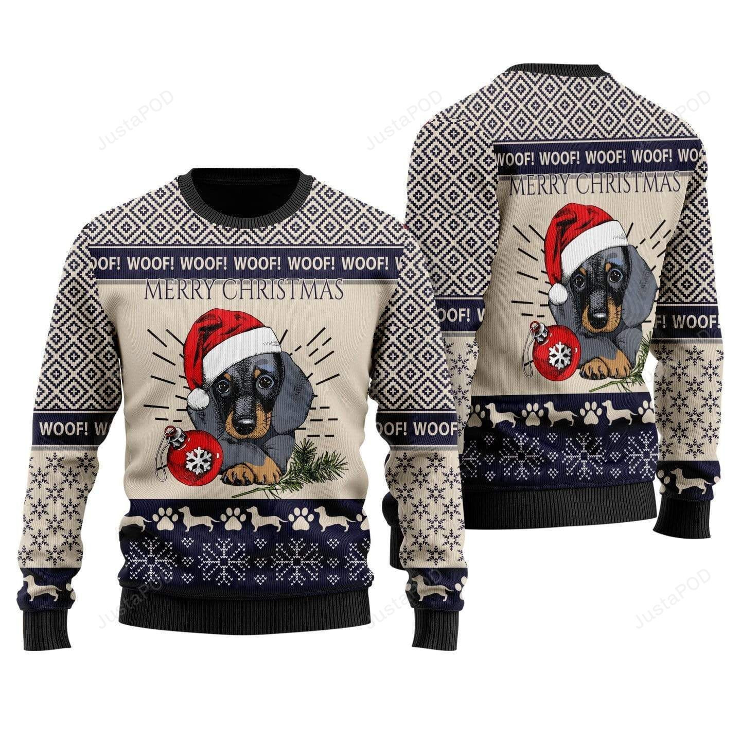 Merry Christmas Dachshund Ugly Christmas Sweater, Perfect Holiday Gift