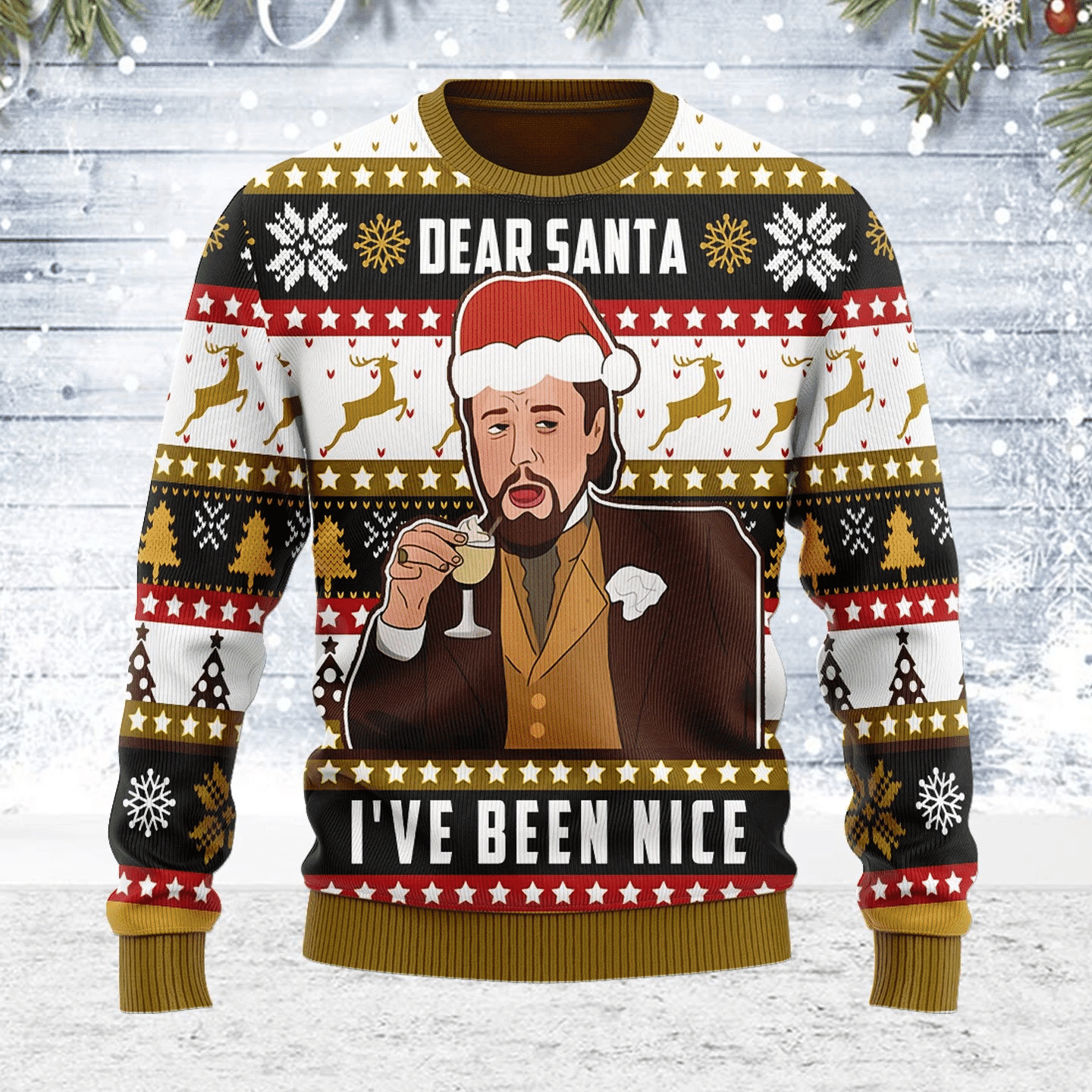 Merry Christmas Dear Santa I'Ve Been Nice Leonardo Dicaprio For Unisex Ugly Christmas Sweater,