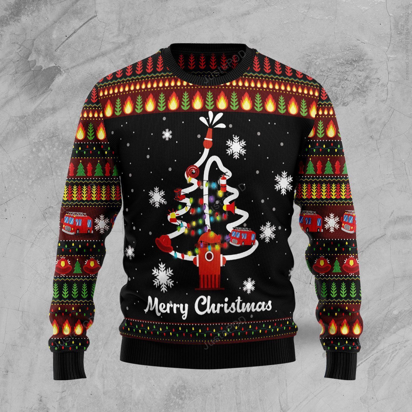 Merry Christmas Firefighter Ugly Christmas Sweater Perfect Holiday Gift